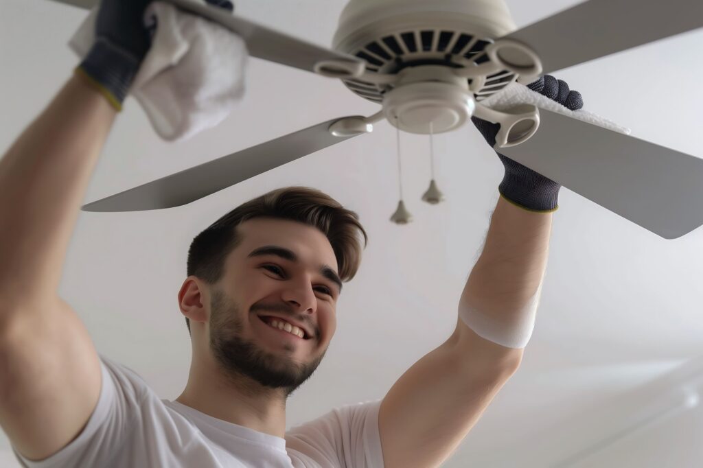 A man installing a fan | Electrician in Kaithal